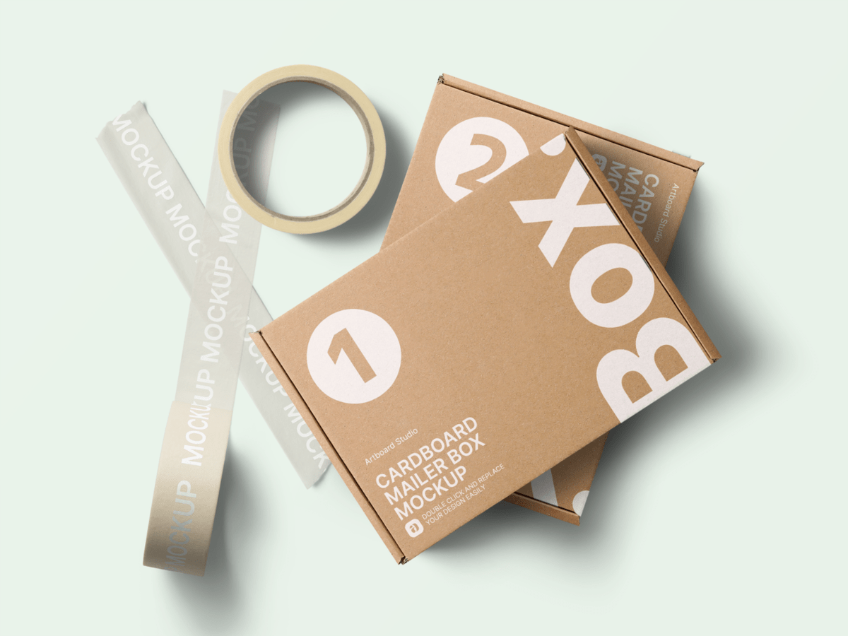 Free for commercial use high quality images Cardboard Mailer Box Mockup Template